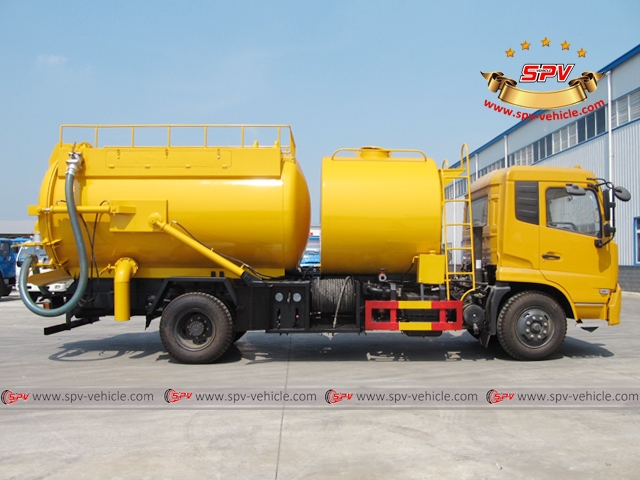 Side View of Combined Jet Vacuum Truck - Dongfeng